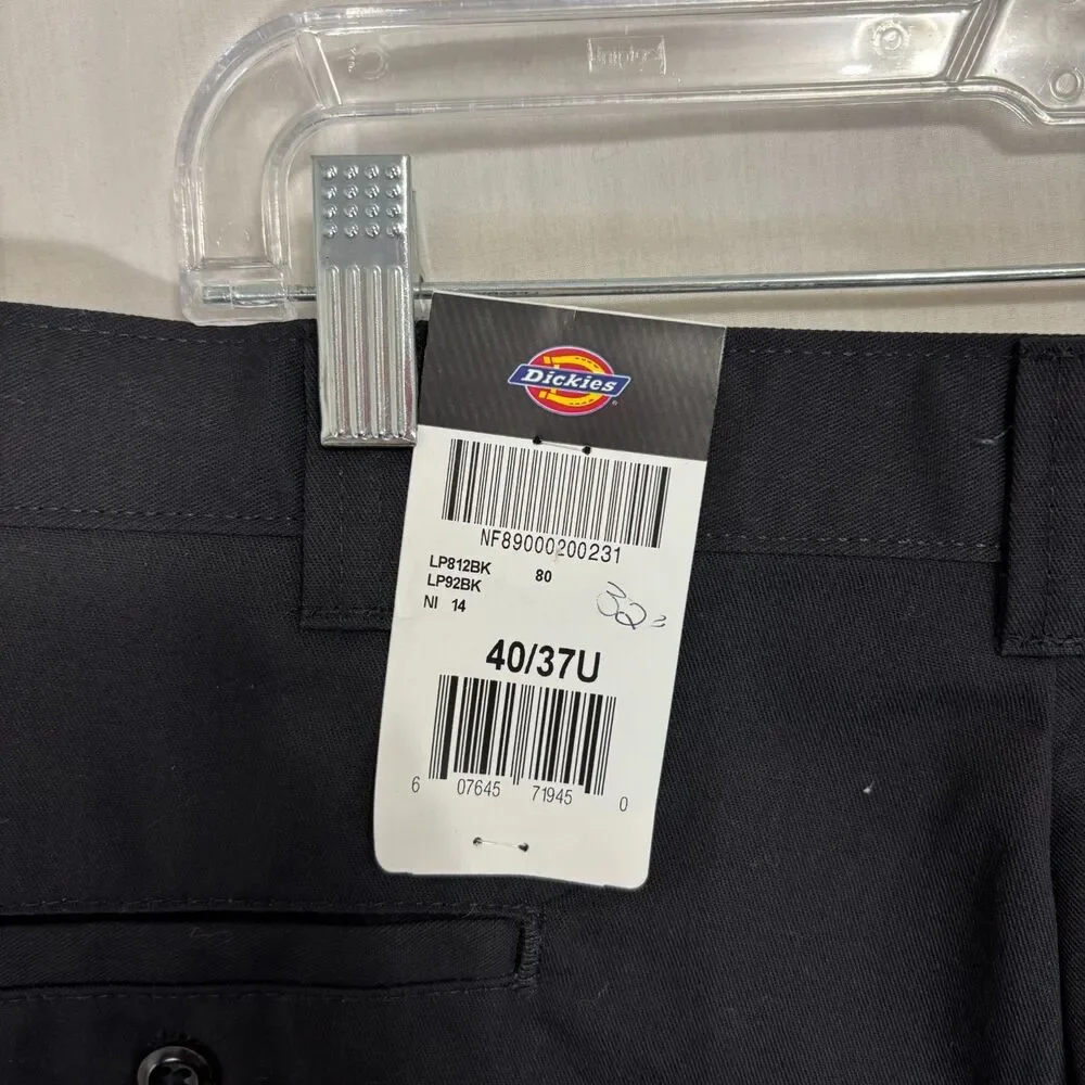 Dickies Occupational Wear Work‎ Pants Mens 40x32 Black Flat Front NWT